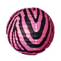 16" Paper Lantern "Funky Zebra" - Regular Wire Ribbed